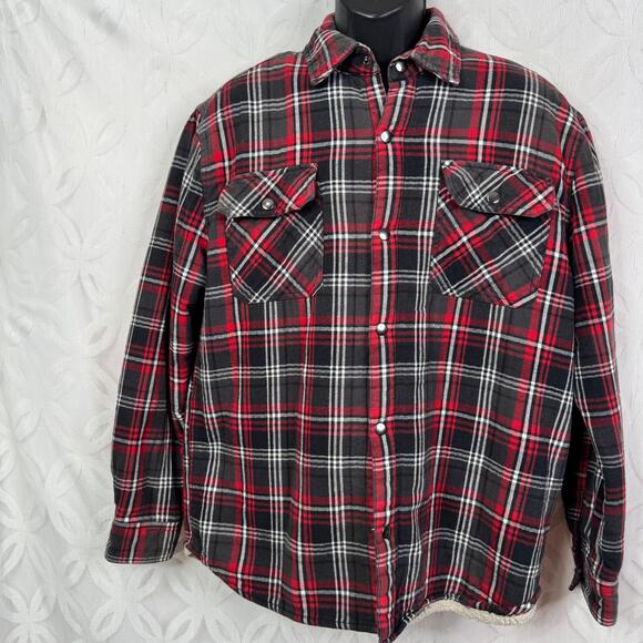 Big Mac JCPenney Fleece Plaid Snap Work Jacket Mens L Vintage Preppy - Picture 5 of 7